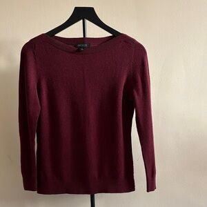 Ann Taylor Wool/Cashmere Burgundy Crew Neck Sweater